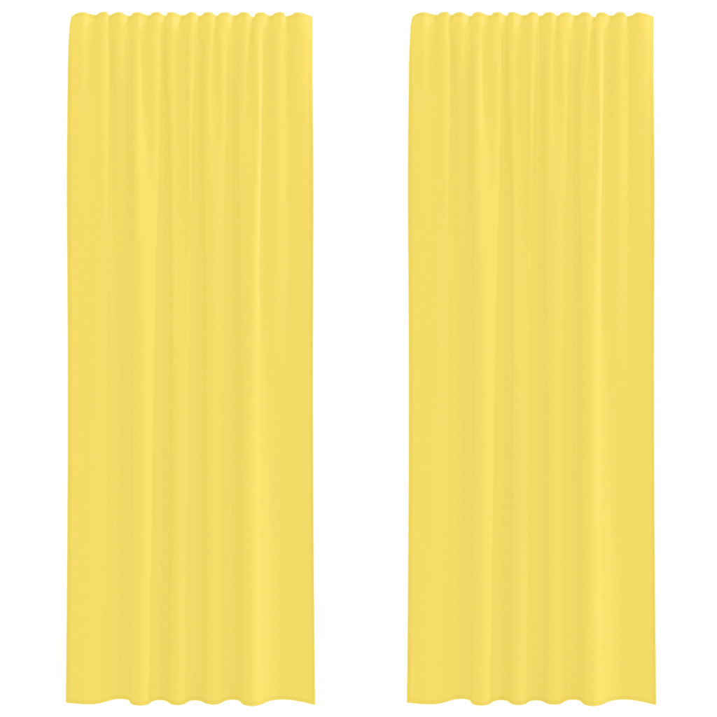 Perdele Voile cu Bucle 2 buc Galben 140x260 cm