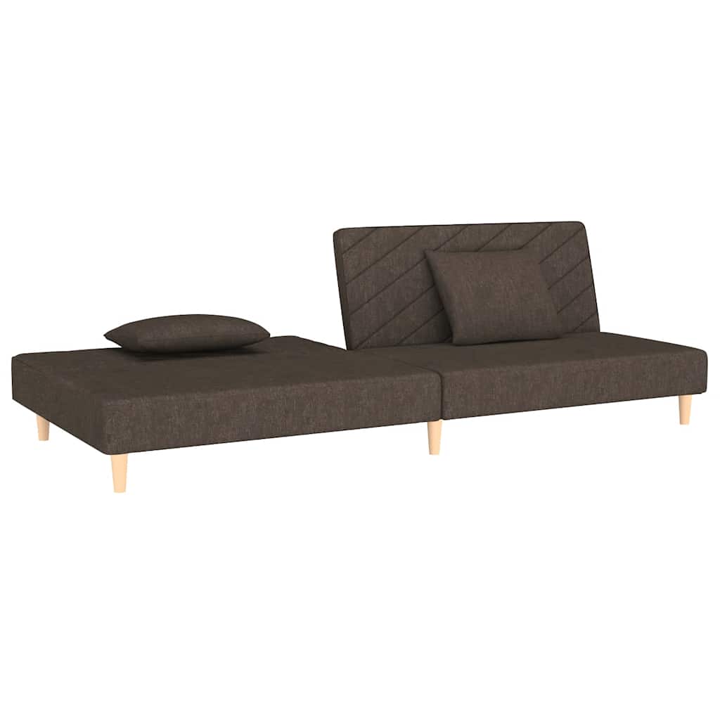 Canapea extensibila cu 2 locuri, 2 perne, maro, textil — imaginea 4