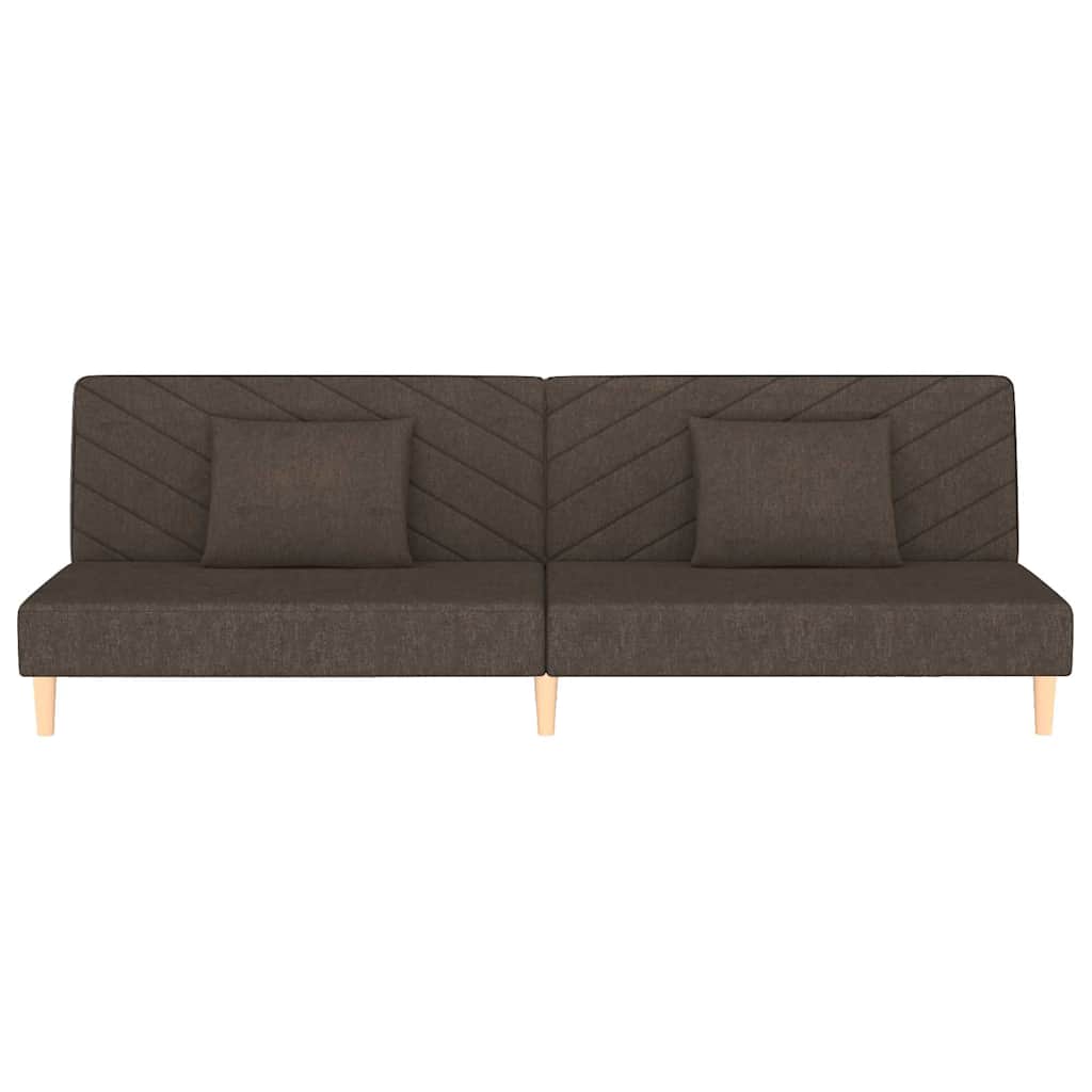Canapea extensibila cu 2 locuri, 2 perne, maro, textil — imaginea 5