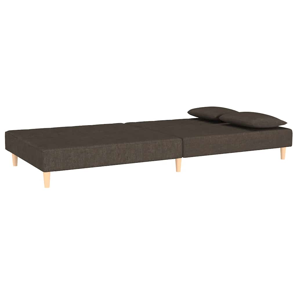 Canapea extensibila cu 2 locuri, 2 perne, maro, textil — imaginea 6