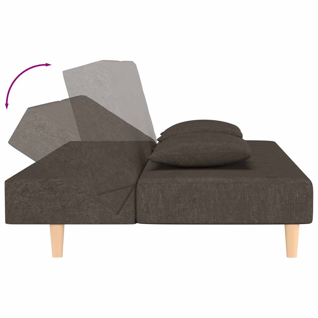 Canapea extensibila cu 2 locuri, 2 perne, maro, textil — imaginea 7