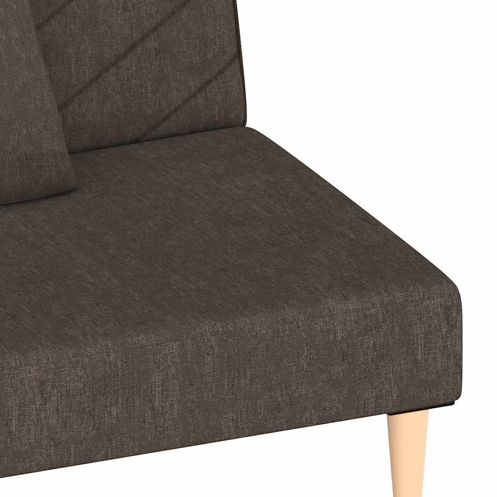 Canapea extensibila cu 2 locuri, 2 perne, maro, textil — imaginea 9