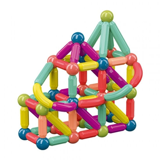 Set inteligent de cuburi magnetice, forme geometrice, 42 piese, Multicolor