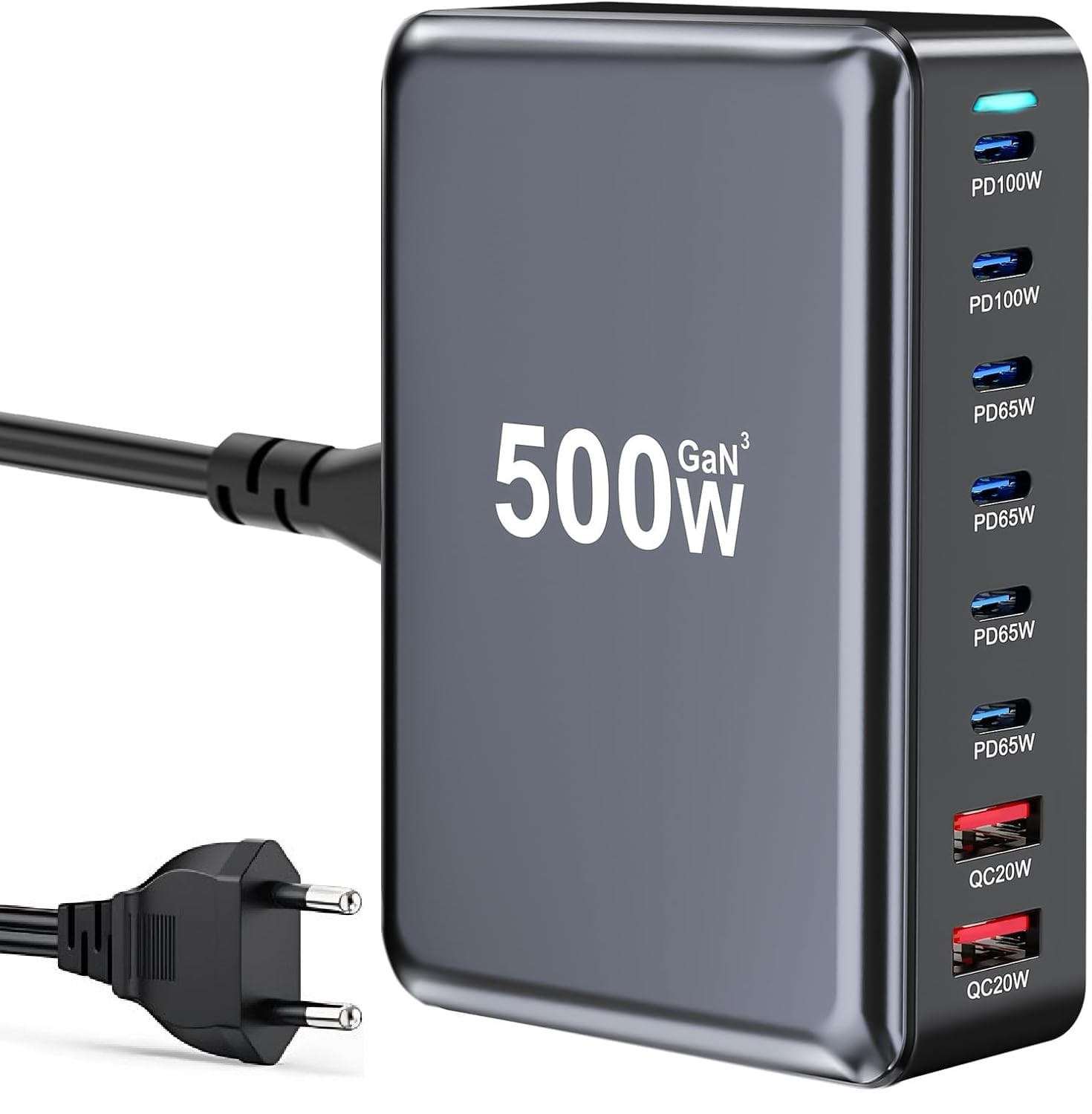 Statie de Incarcare USB 500W GaN PRO 8 in 1, 6 USB-C & 2 USB-A, Staryon®, Negru - 2 | YEO