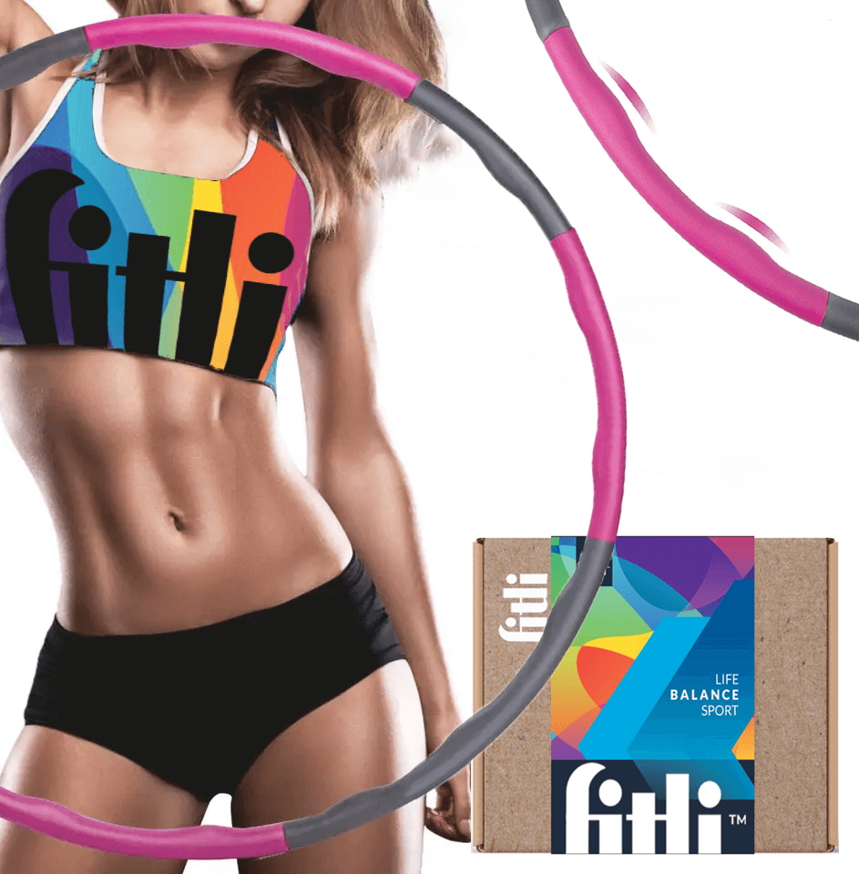 Cerc fitness Hula Hoop,FitLi, demontabil, Diametru reglabil 73-95 cm, Roz