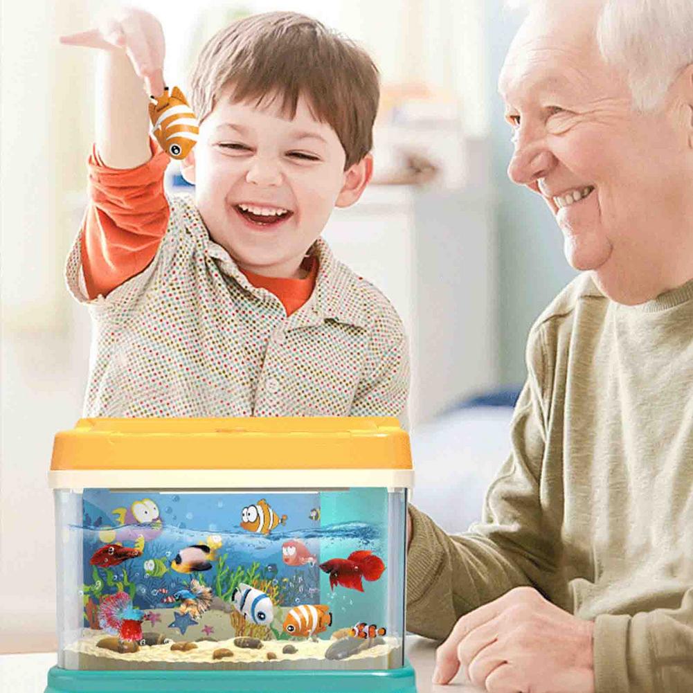 Set acvariu interactiv cu lumini si sunete, pestisori si undite magnetice, pentru copii, salamandra kids