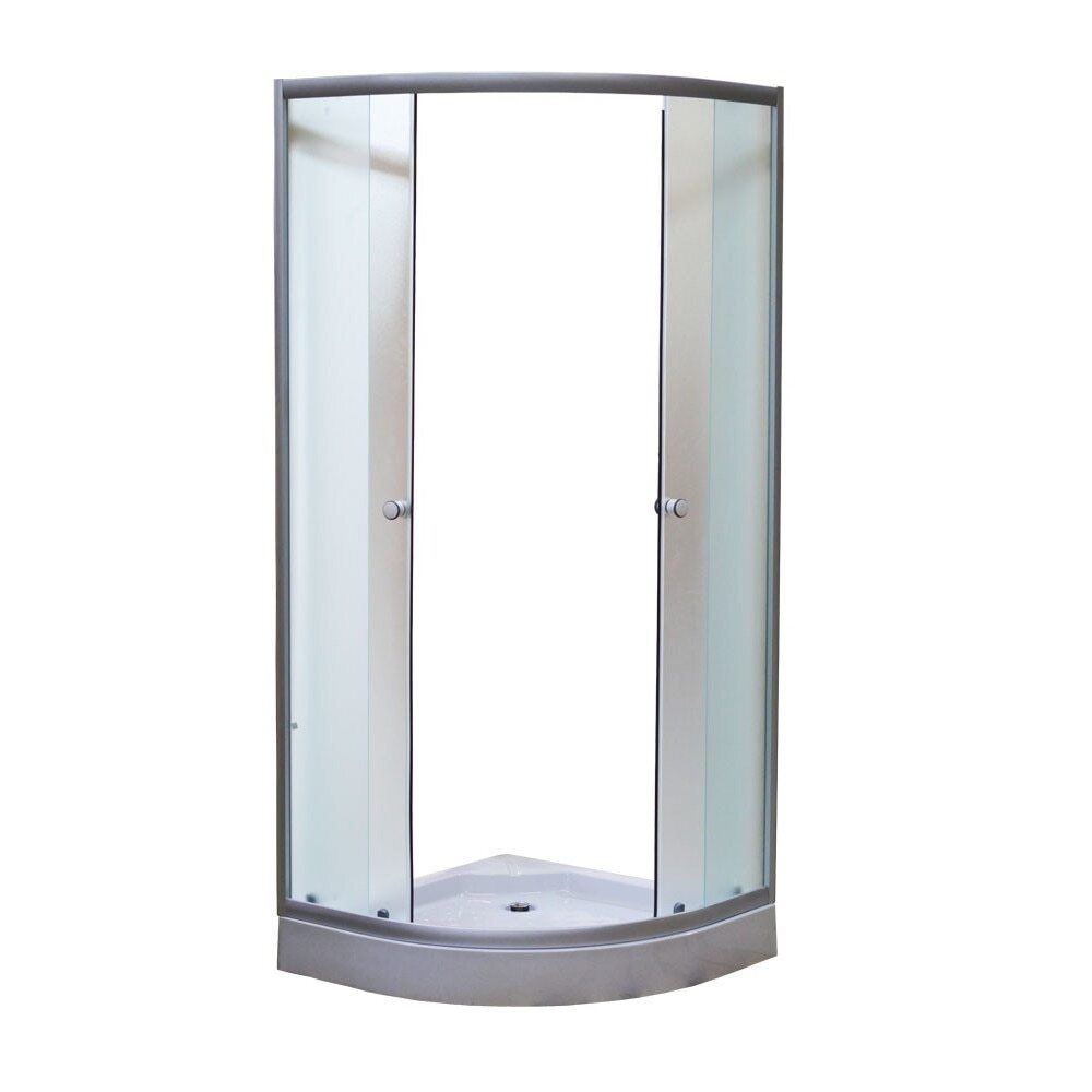 Cabina dus cu cadita semirotunda 90/90 cm alba