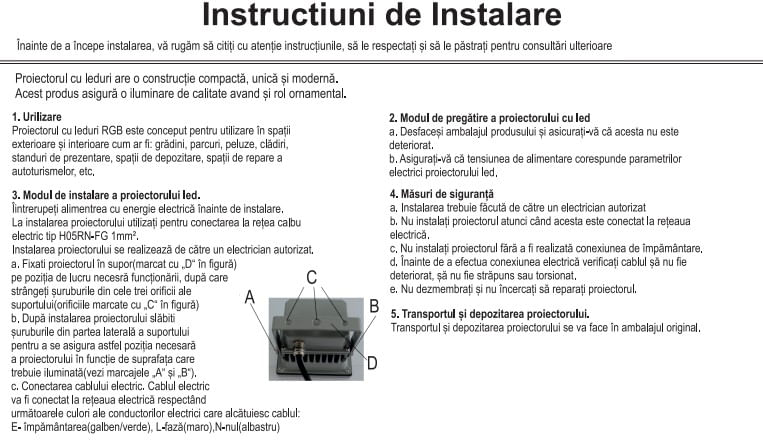 Proiector cu led RGB 16 culori,10w, IP65, telecomanda ir inclusa — imaginea 4