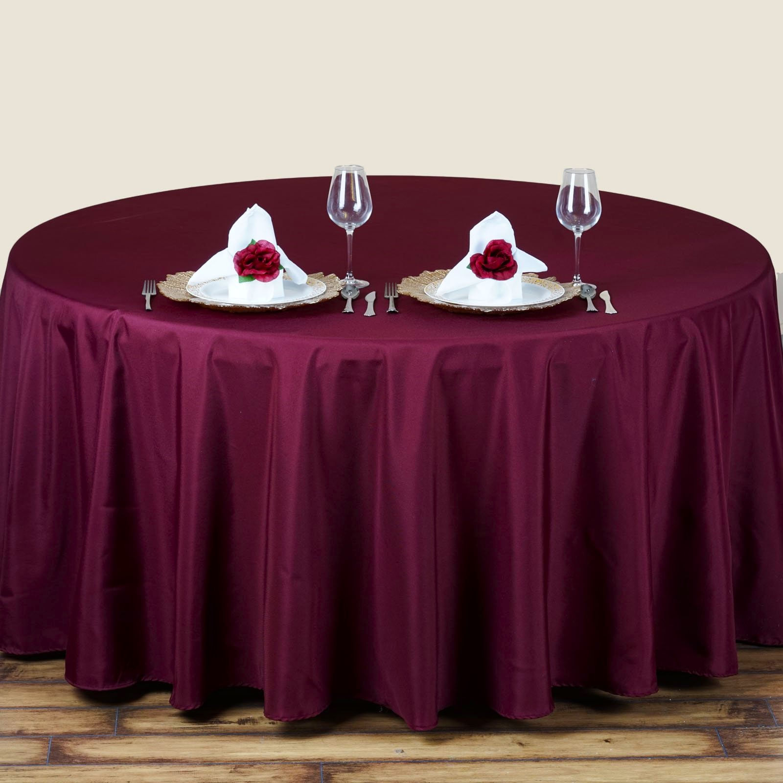 Fata de masa Kotonia Home - rotunda cu diametrul 240 cm, Damasc Saten DeLux, 100% bumbac, violet