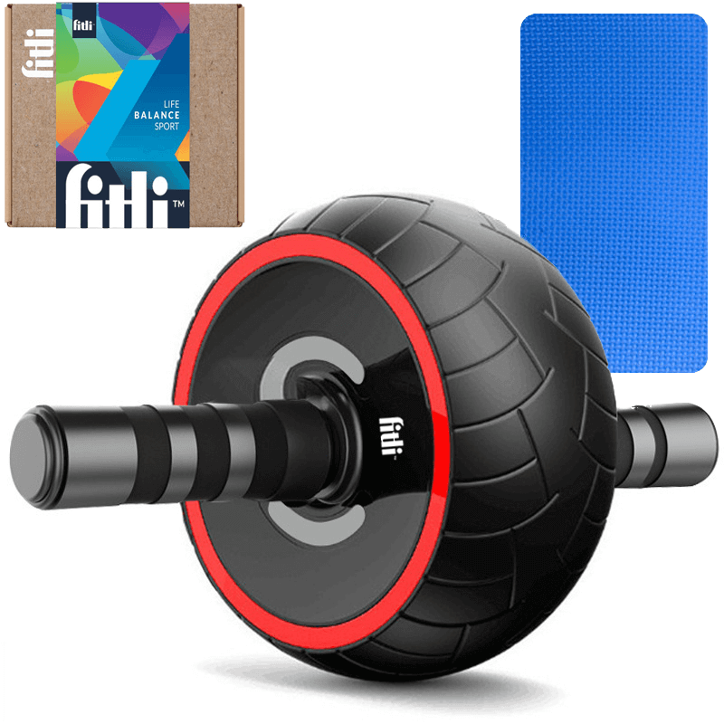 Roata fitness pentru abdomene, Ab Wheel, 33x20 cm cu saltea din spuma Eva 33, 5x17x0, 8 cm, FitLi