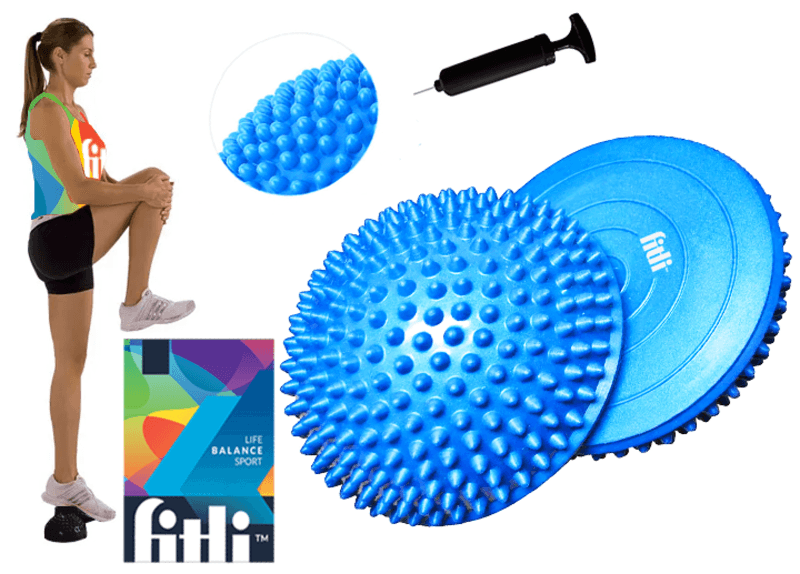 Set doua emisfere senzoriale pentru exercitii de echilibru, pompa inclusa, 16 cm, FitLi, Albastru