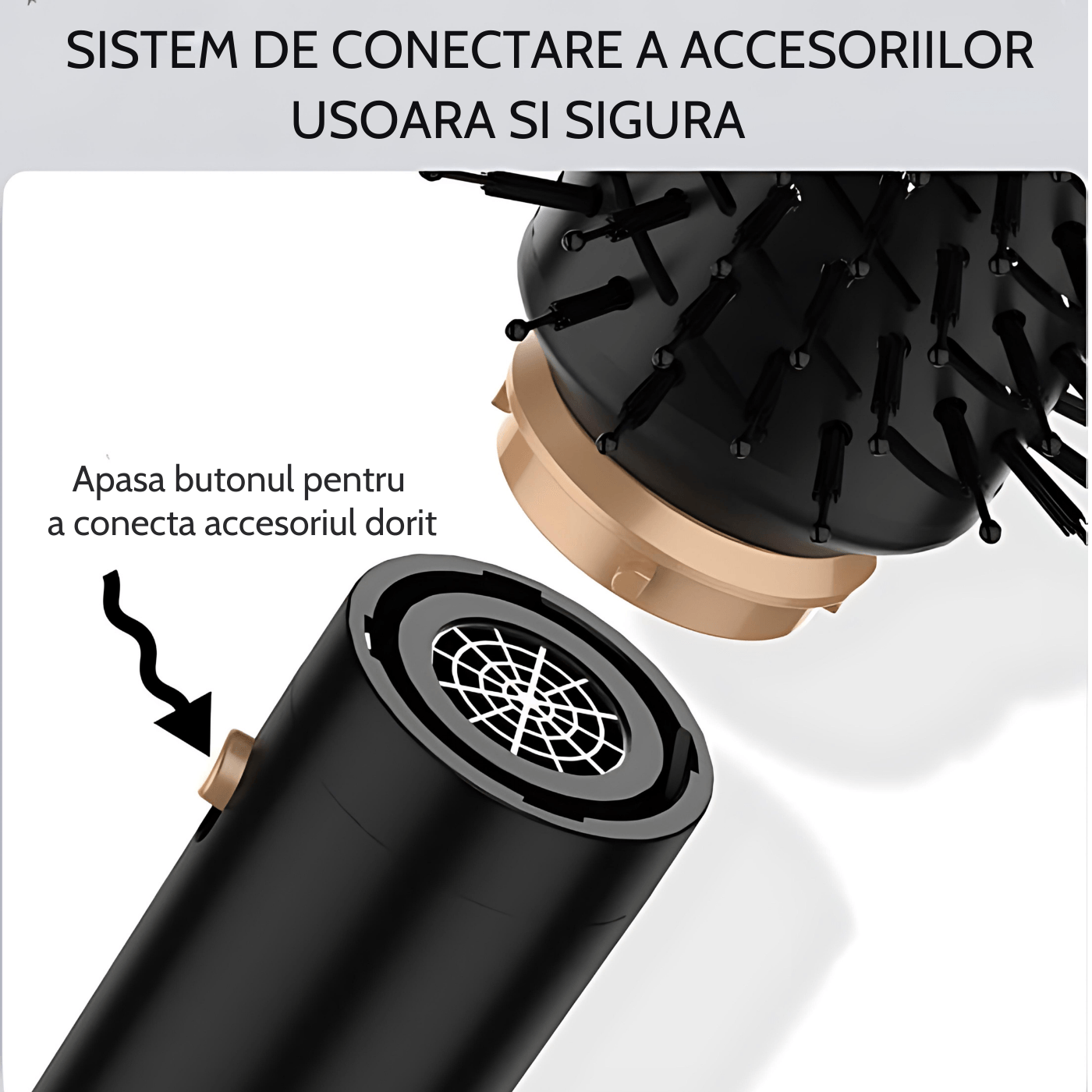 Uscator de par multifunctional 5 in 1, 1000W, 60000 RPM, 200 milioane Ioni Negativi, 3 trepte temperatura, Negru Auriu - 4 | YEO