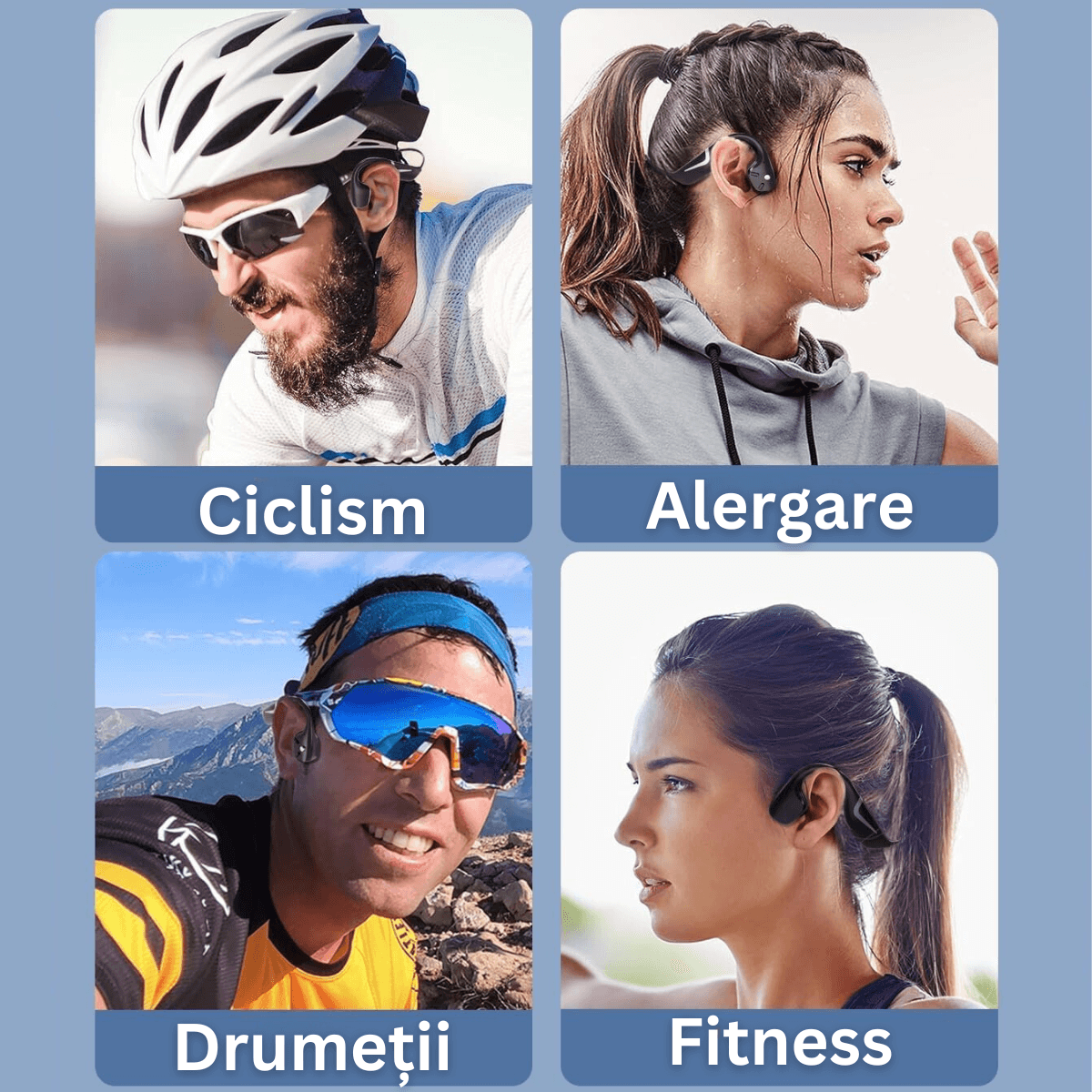 Casti wireless bluetooth Audio - Sport, fara fir cu conductie osoasa, rezistente la apa, microfon, Ultra usoare 34g - 3 | YEO