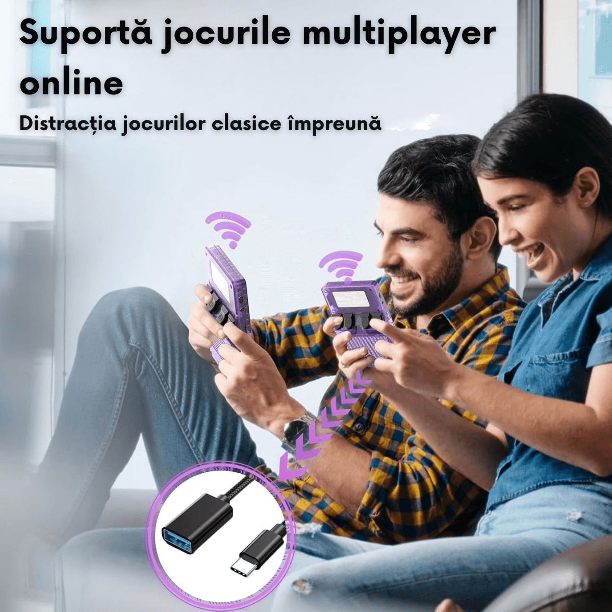 Consola Gaming portabila cu 15.000+ Jocuri Clasice, Ecran HD 3.5\'\', 128GB Stocare, Joystick-uri 3D, Multiplayer Wireless