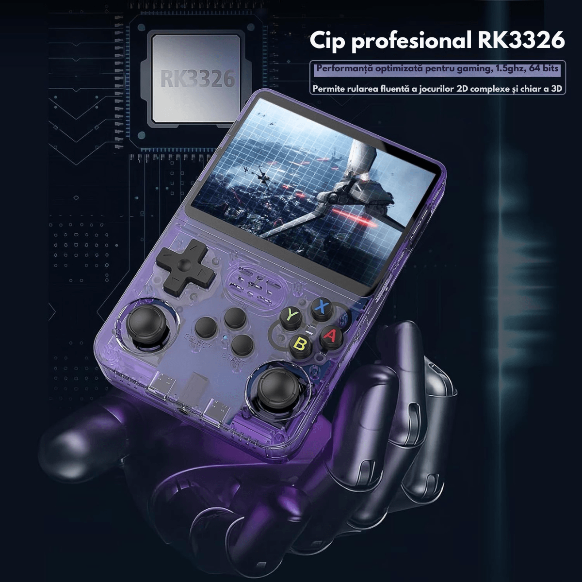 Consola Gaming portabila cu 15.000+ Jocuri Clasice, Ecran HD 3.5\'\', 128GB Stocare, Joystick-uri 3D, Multiplayer Wireless - 4 | YEO
