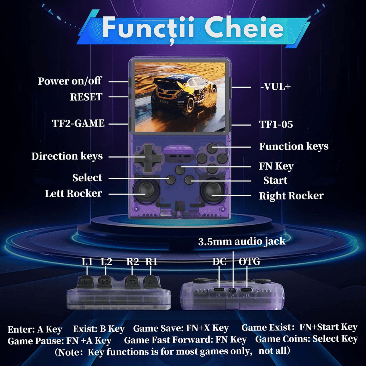 Consola Gaming portabila cu 15.000+ Jocuri Clasice, Ecran HD 3.5'', 128GB Stocare, Joystick-uri 3D, Multiplayer Wireless - imagine 9