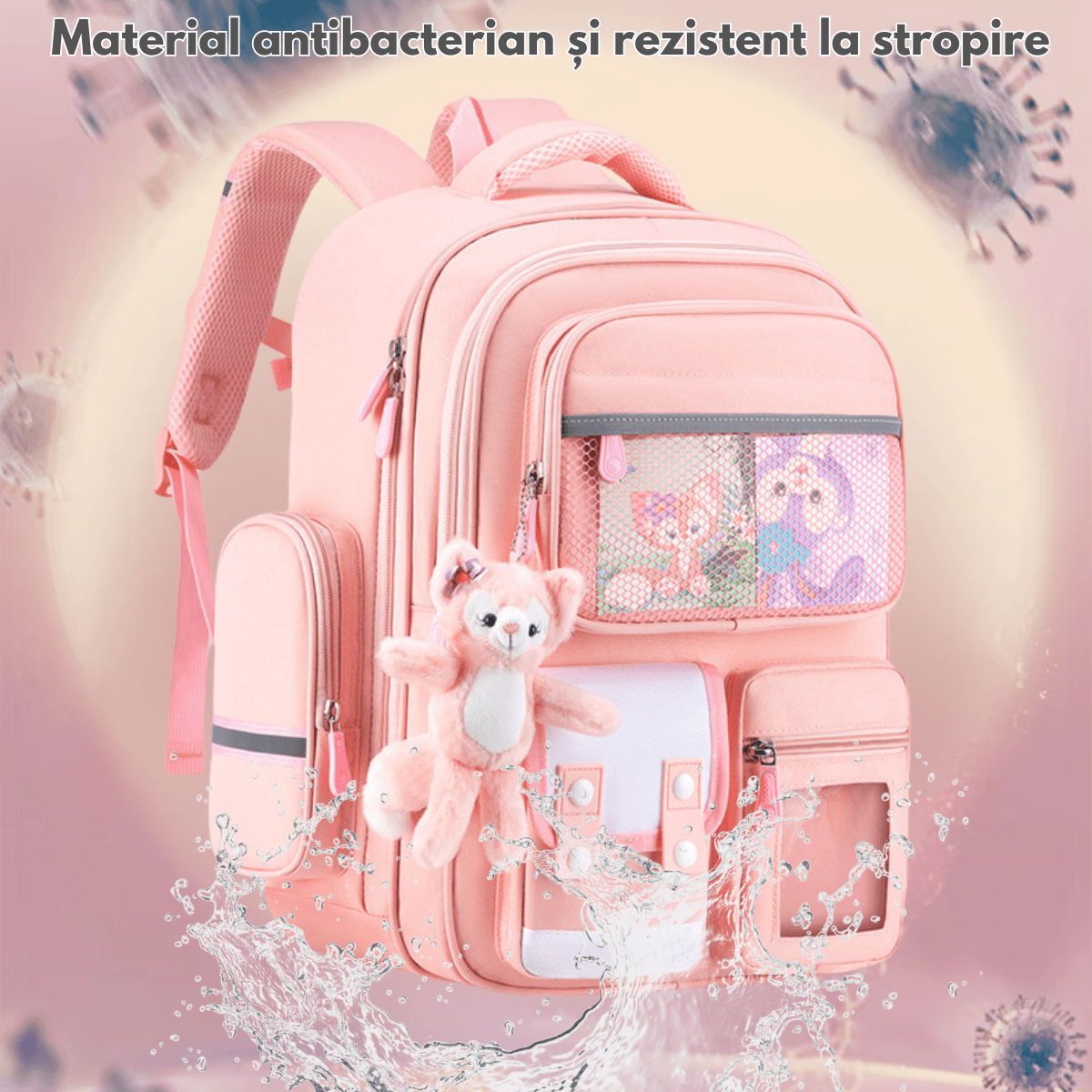 Ghiozdan Scoala, Ergonomic pentru copii - Ultra usor, Compartimente multiple, Rucsac Capacitate Mare, Protectie Spate - 4 | YEO