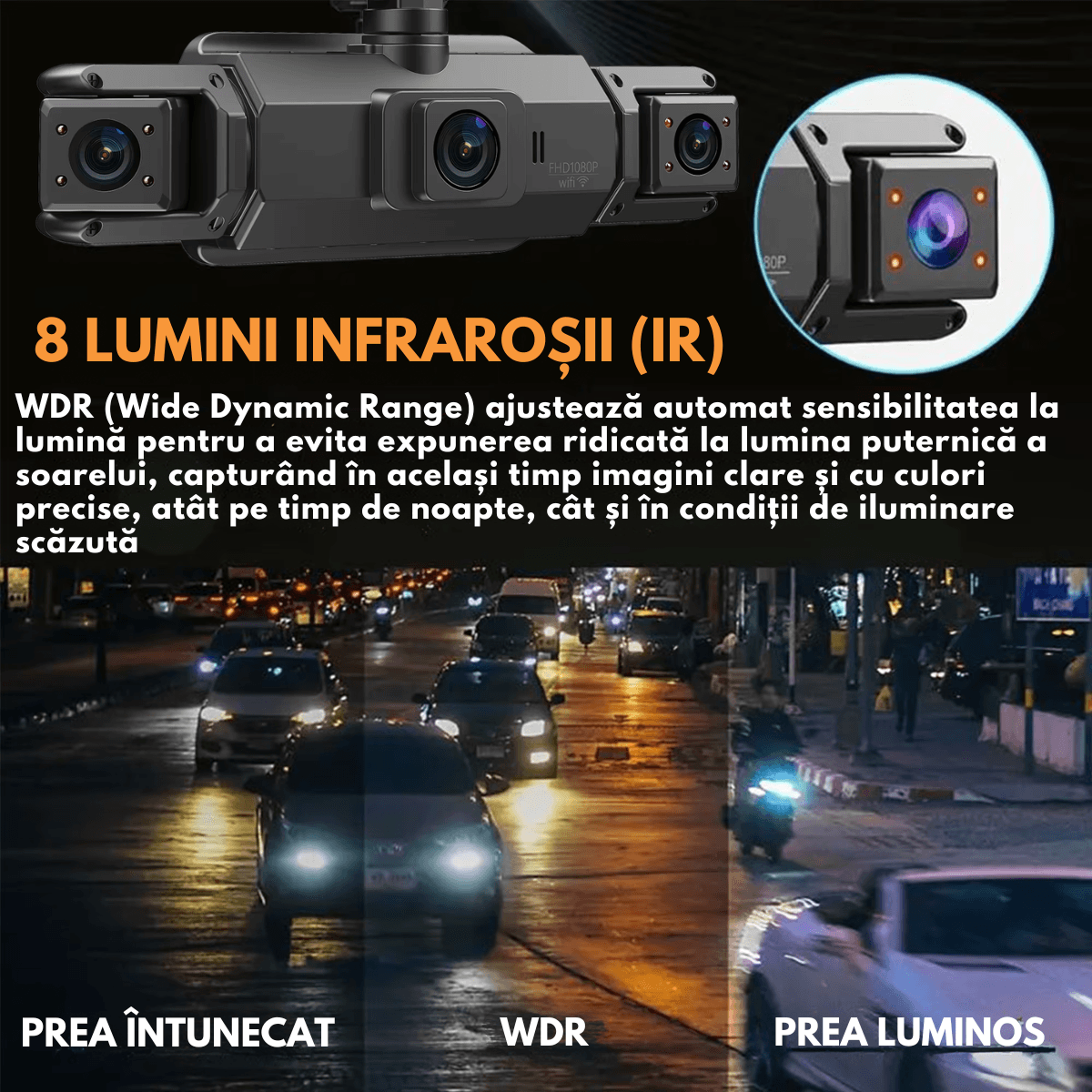 Camera de bord pentru masina cu 4 canale 360°–FHD 1080P, WIFI+GPS, Monitorizare PARCARE 24h, G-Senzor, Aplicatie Telefon - 2 | YEO