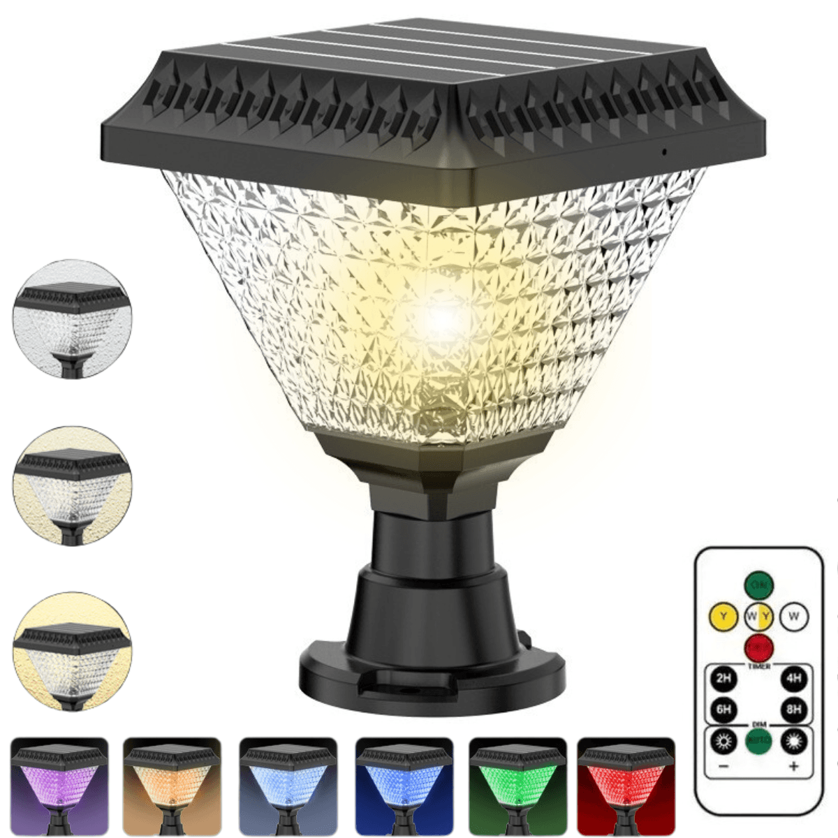 Lumina Solara de Gradina pentru Stalpi-Gard,cu 6 culori RGB si 3 moduri de iluminare Neutru/Cald/Rece, Rezistenta la Apa