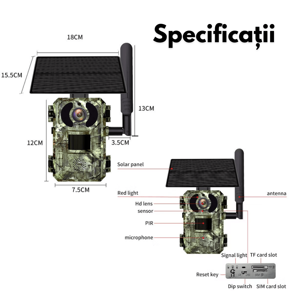 Camera de Supraveghere pentru Vanatoare Trail 4G, 4MP, alimentate solara, vizualizare live si alerte, Impermeabila