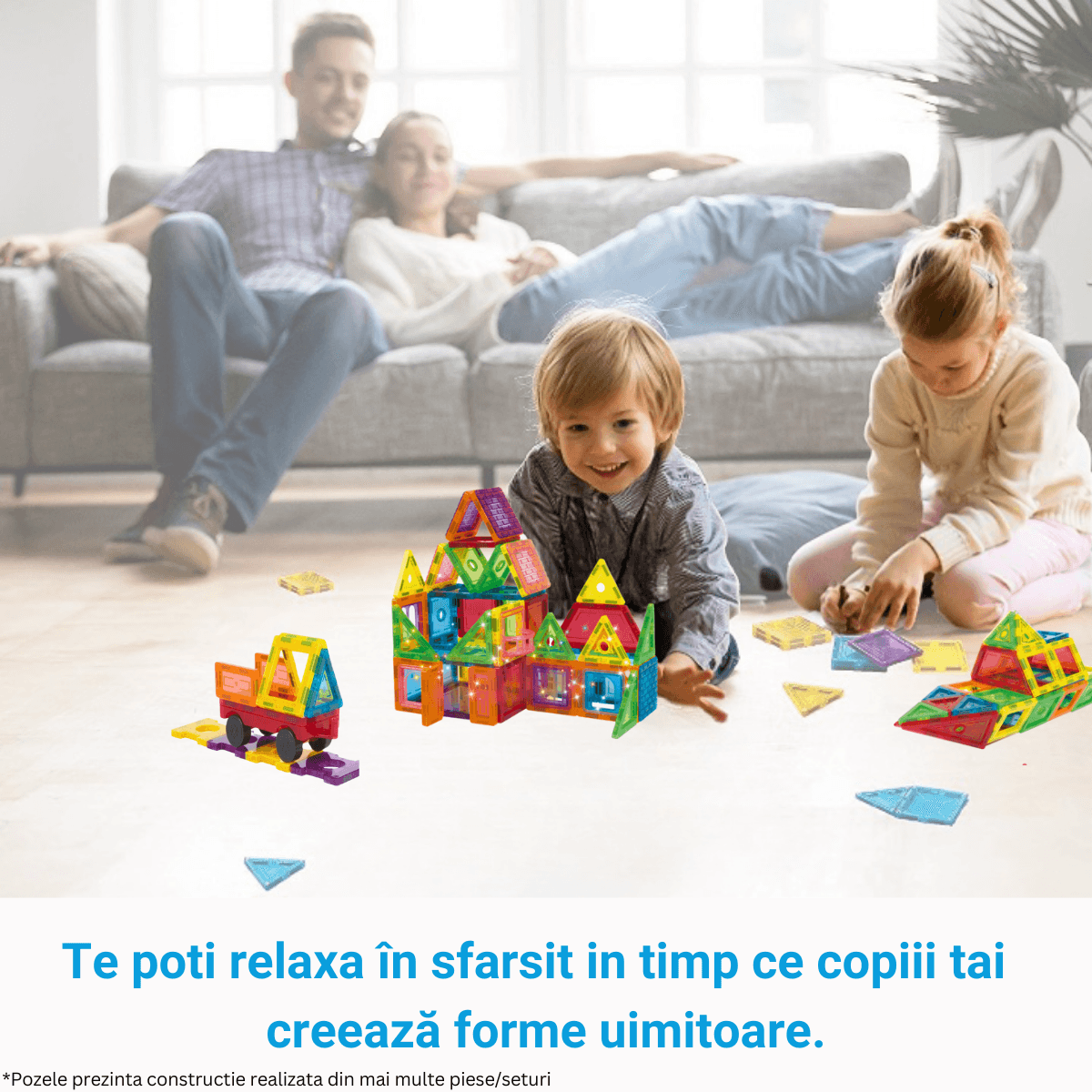 Set de Constructie, Magnetic Tiles 3D, 22 Piese colorate, Jucarie Creativa si Educationala STEM VisionHub® - 1 | YEO