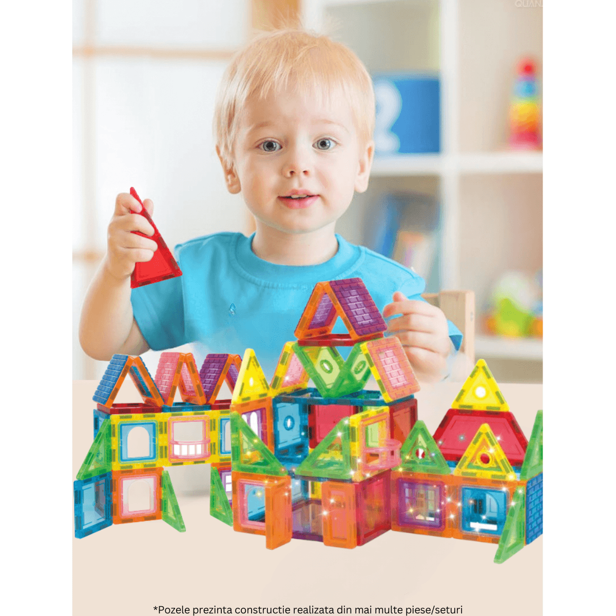 Set de Constructie, Magnetic Tiles 3D, 22 Piese colorate, Jucarie Creativa si Educationala STEM VisionHub® - 2 | YEO