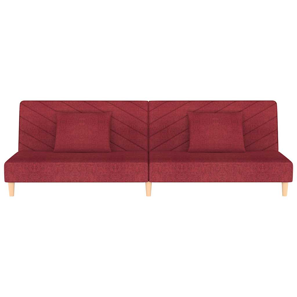 Canapea extensibila cu 2 locuri, 2 perne, rosu vin, textil — imaginea 5