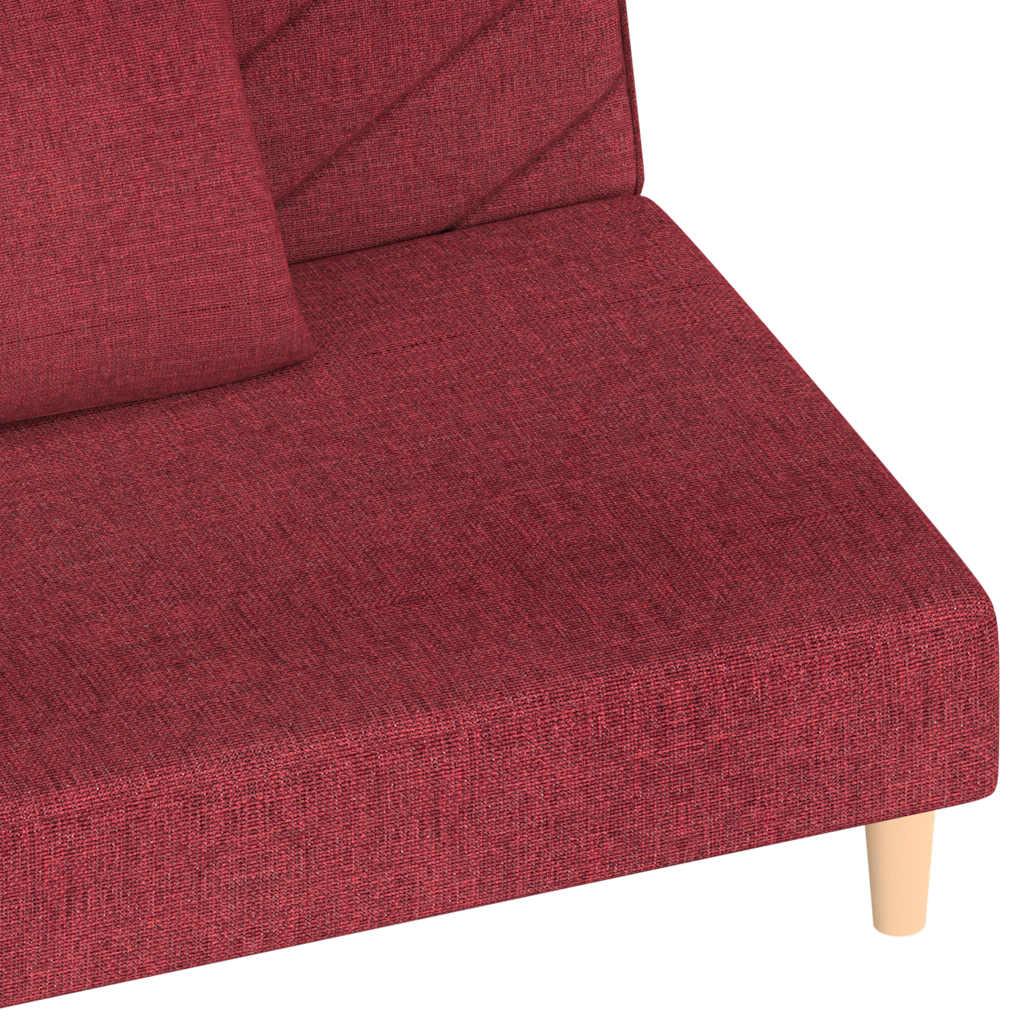 Canapea extensibila cu 2 locuri, 2 perne, rosu vin, textil — imaginea 9