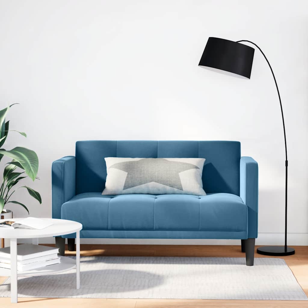Canapea loveseat, albastru, 111 cm, catifea — imaginea 2