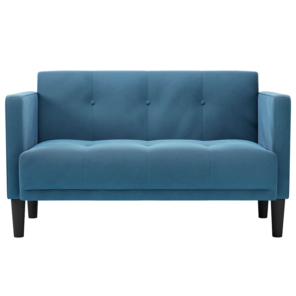 Canapea loveseat, albastru, 111 cm, catifea — imaginea 3