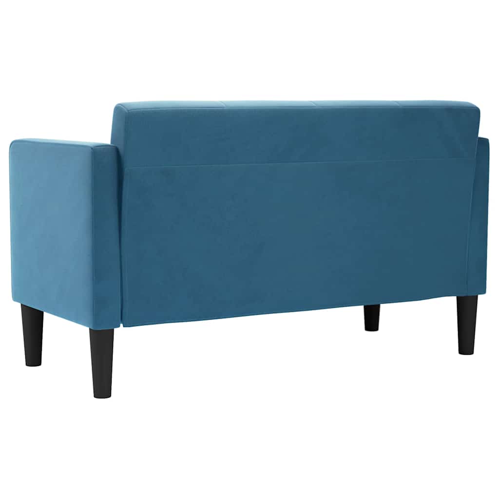 Canapea loveseat, albastru, 111 cm, catifea — imaginea 5