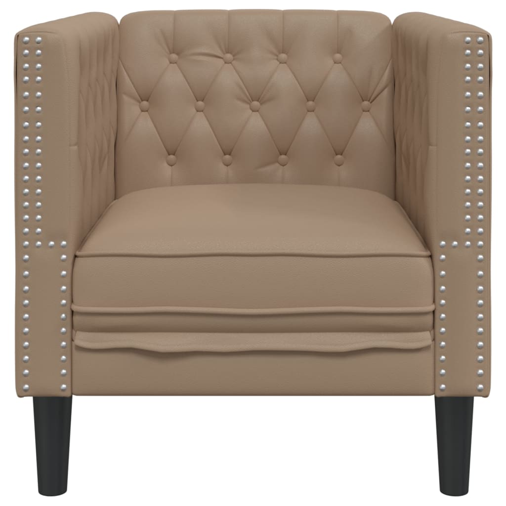 Fotoliu Chesterfield, cappuccino, piele ecologica — imaginea 4