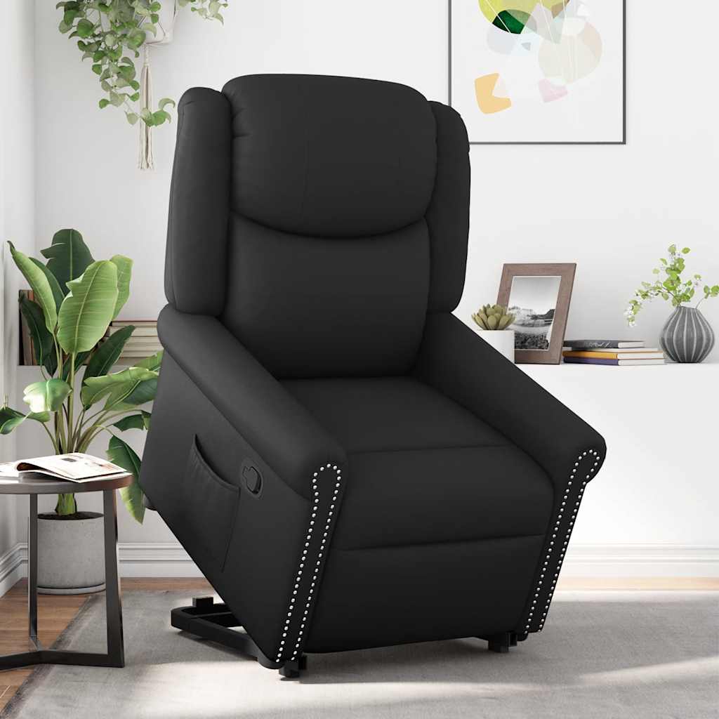 Fotoliu rabatabil vertical din piele artificiala neagra lucioasa — imaginea 2