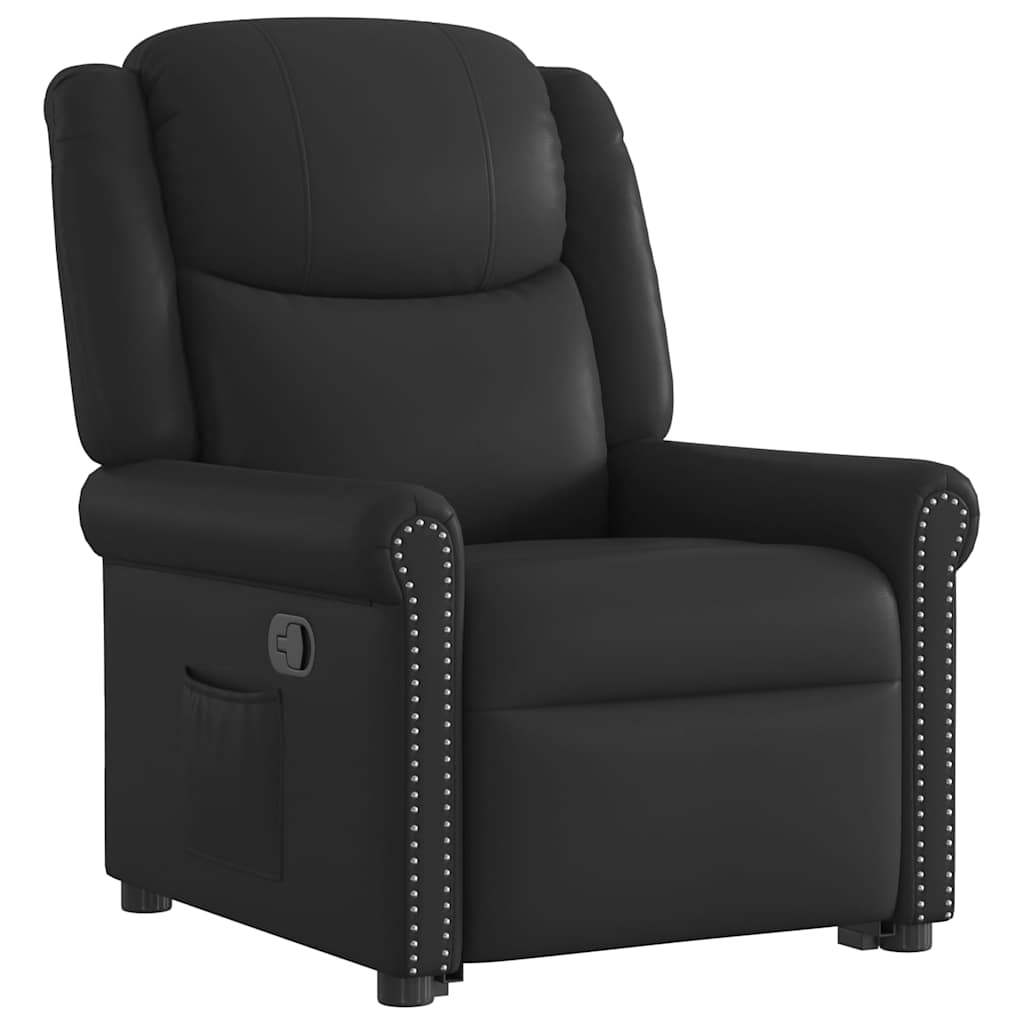 Fotoliu rabatabil vertical din piele artificiala neagra lucioasa — imaginea 4