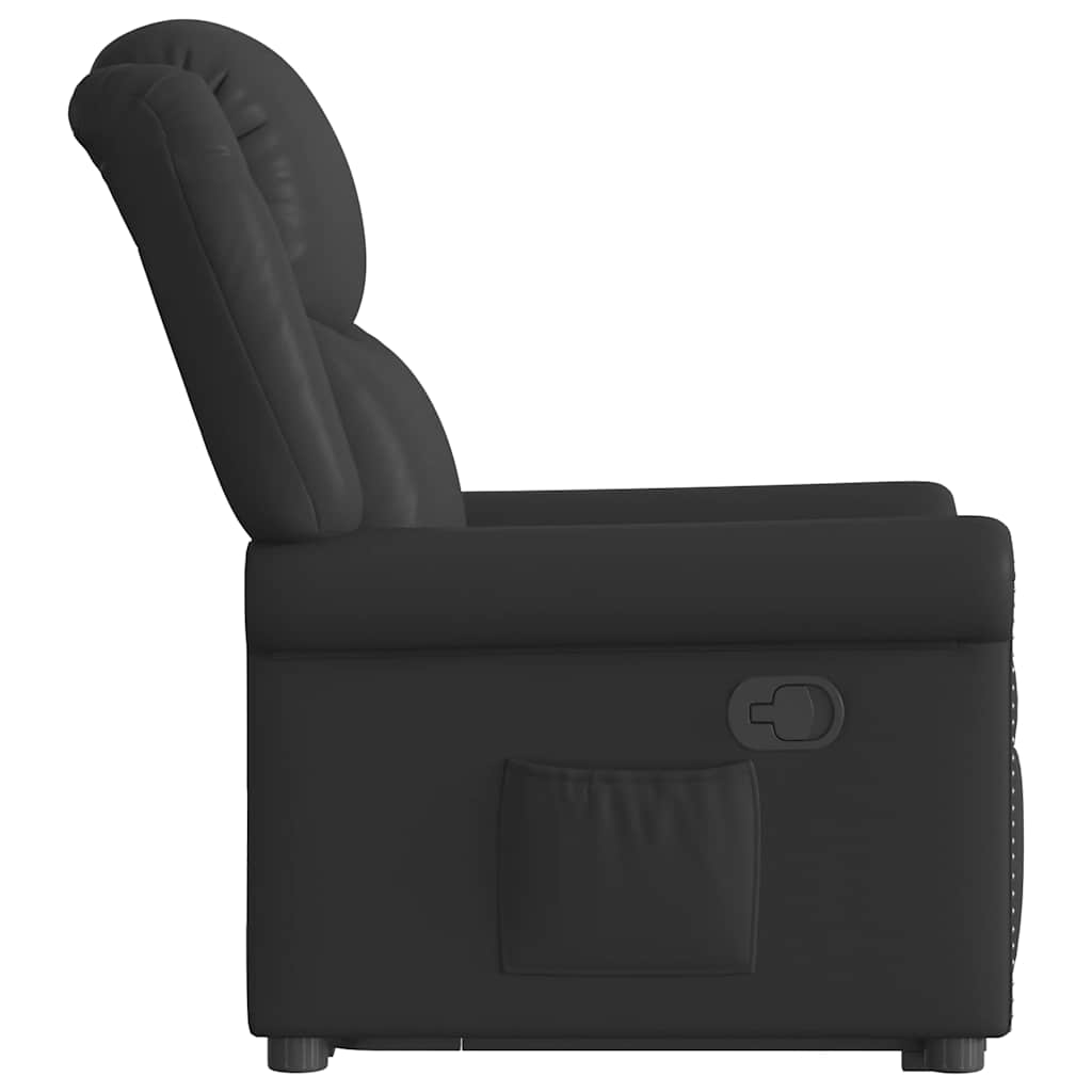Fotoliu rabatabil vertical din piele artificiala neagra lucioasa — imaginea 5