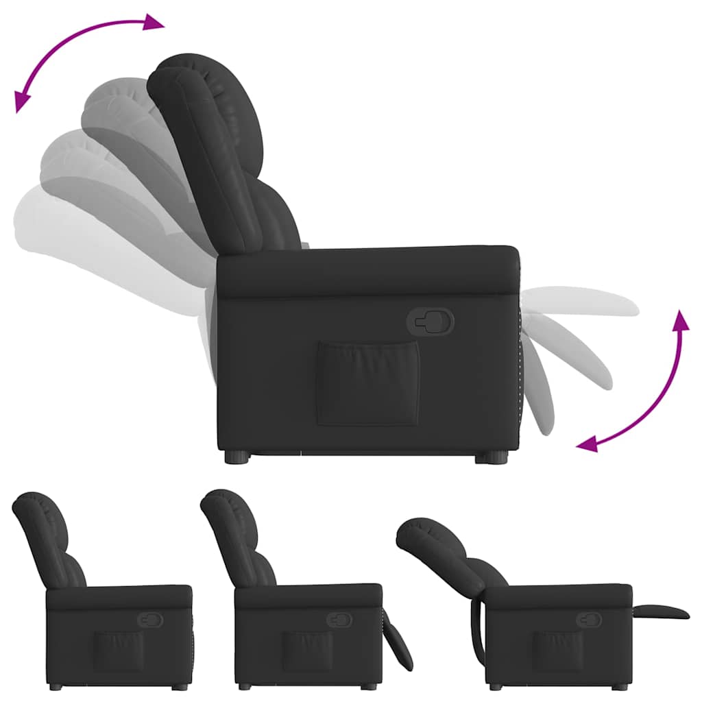 Fotoliu rabatabil vertical din piele artificiala neagra lucioasa — imaginea 8