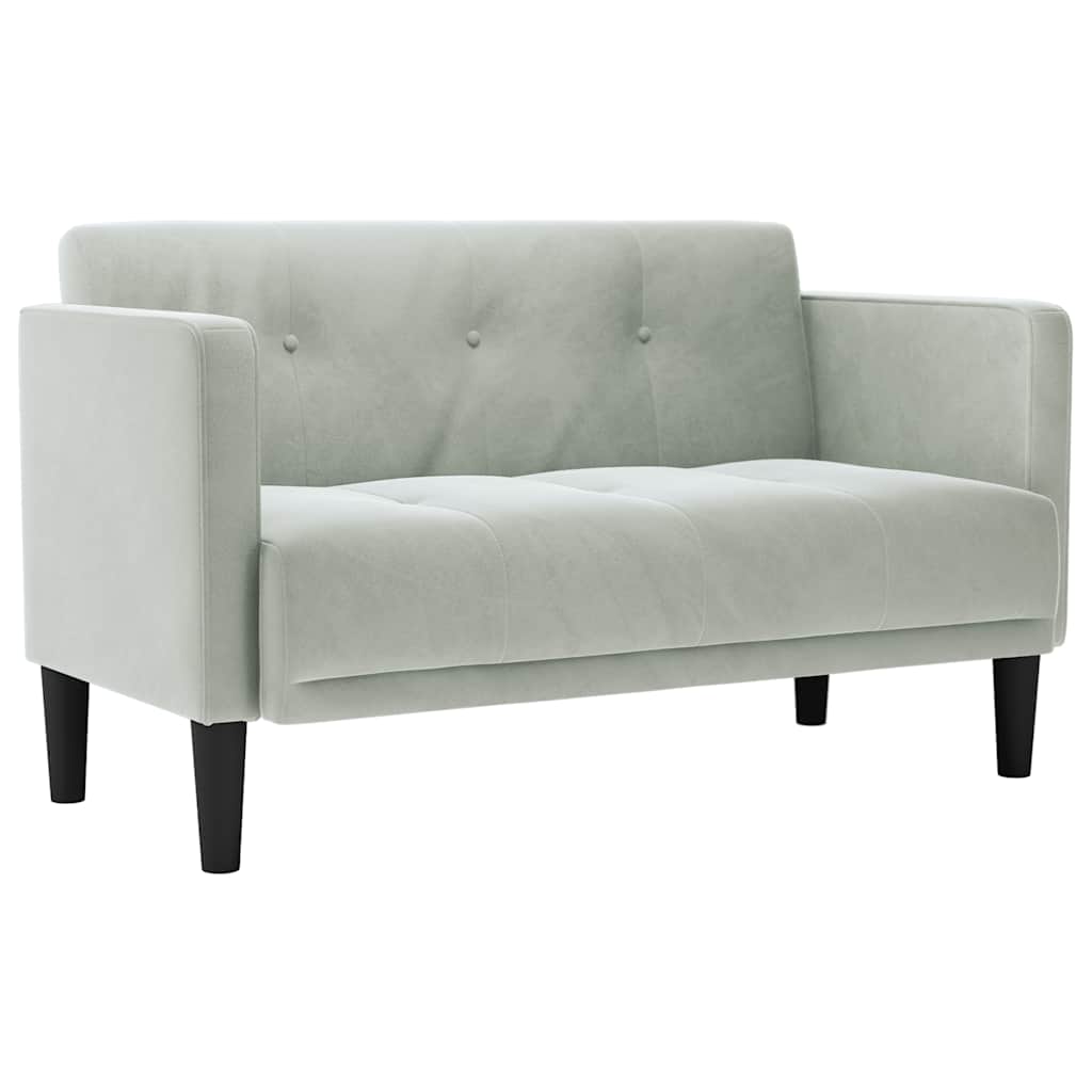 Canapea loveseat, gri deschis, 111 cm, catifea