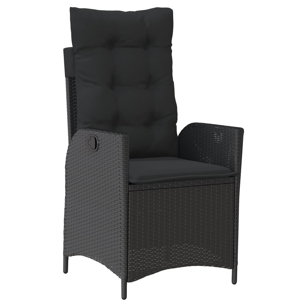 Set mobilier de gradina cu perne, 9 piese, negru, poliratan — imaginea 3