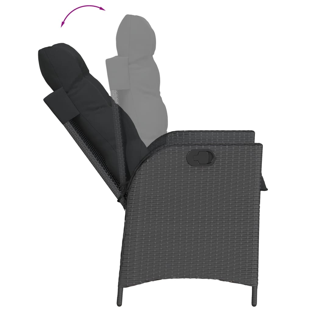 Set mobilier de gradina cu perne, 9 piese, negru, poliratan — imaginea 4