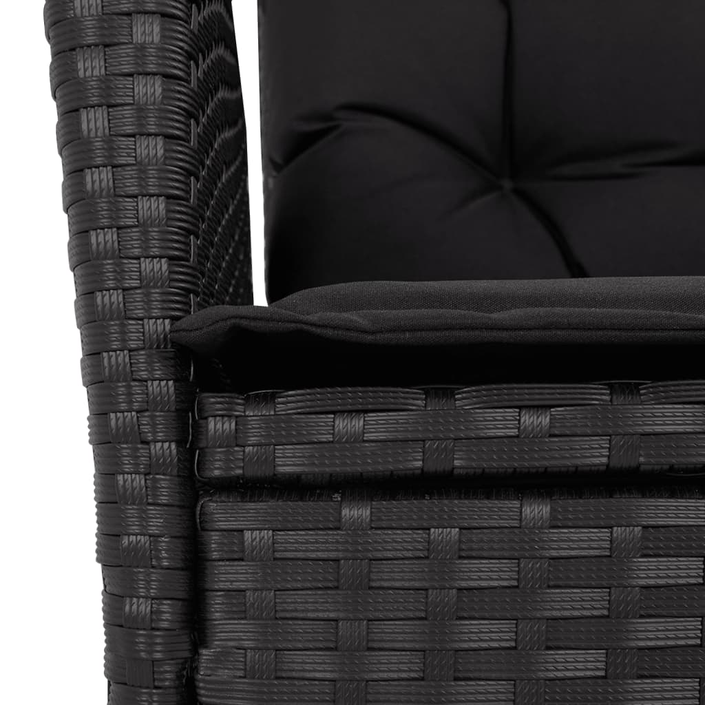 Set mobilier de gradina cu perne, 9 piese, negru, poliratan — imaginea 6