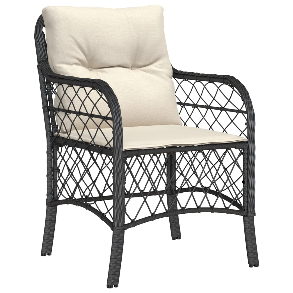 Set mobilier de gradina cu perne, 7 piese, negru, poliratan — imaginea 3