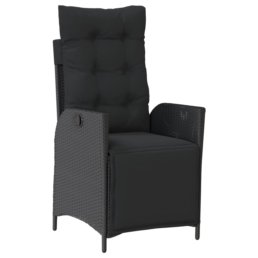 Set mobilier de gradina cu perne, 7 piese, negru, poliratan — imaginea 6