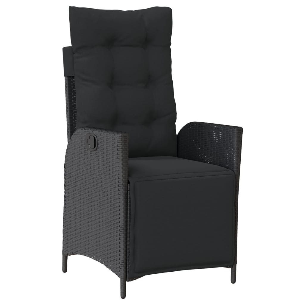 Set mobilier de gradina cu perne, 7 piese, negru, poliratan — imaginea 4