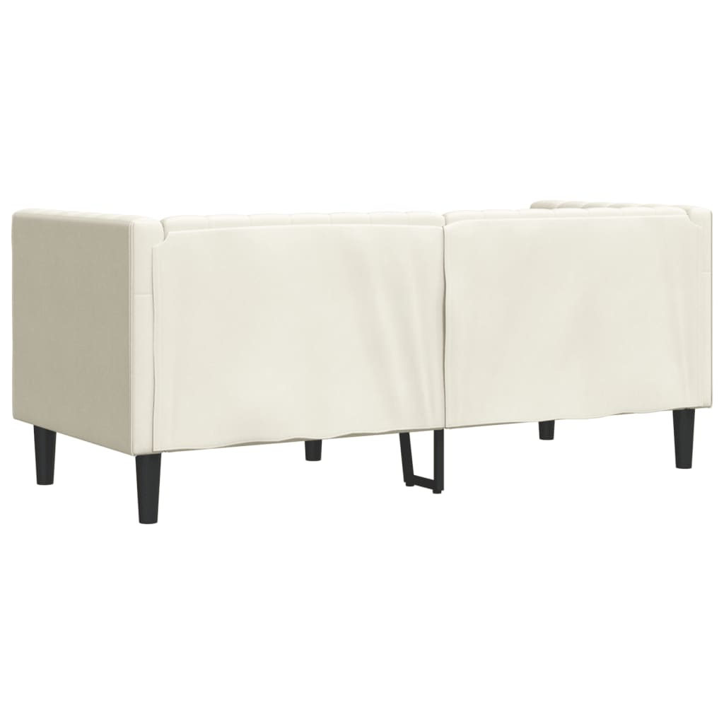 Canapea Chesterfield cu pernute/2 locuri, crem, catifea — imaginea 6