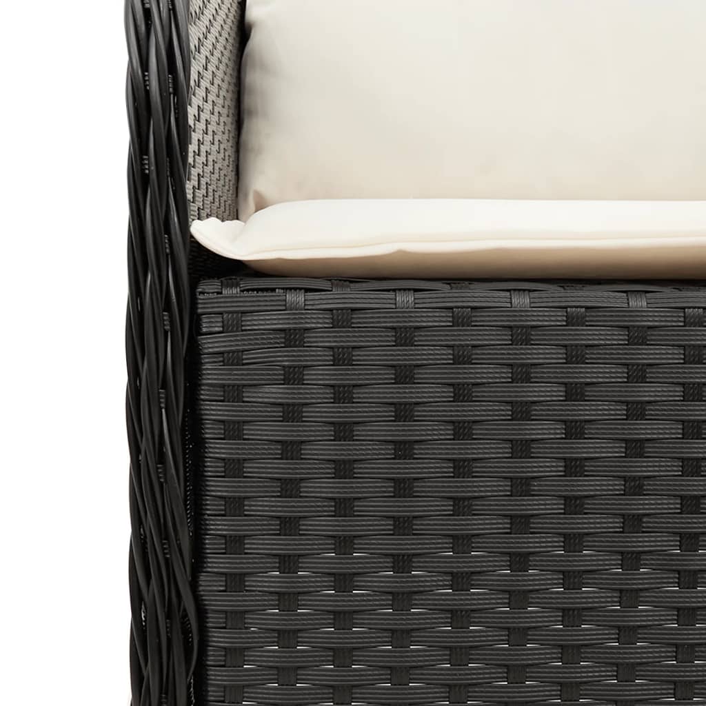 Set mobilier de gradina cu perne, 7 piese, negru, poliratan — imaginea 5