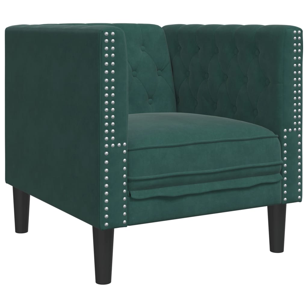 Fotoliu Chesterfield, verde inchis, catifea