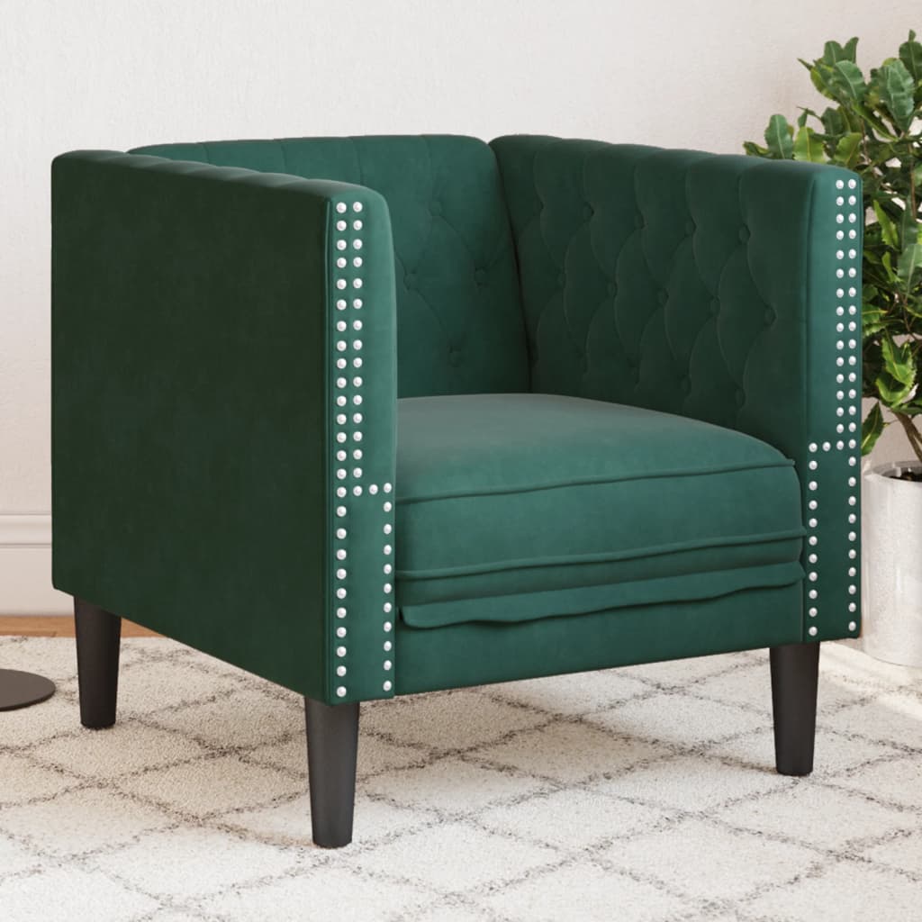 Fotoliu Chesterfield, verde inchis, catifea — imaginea 2