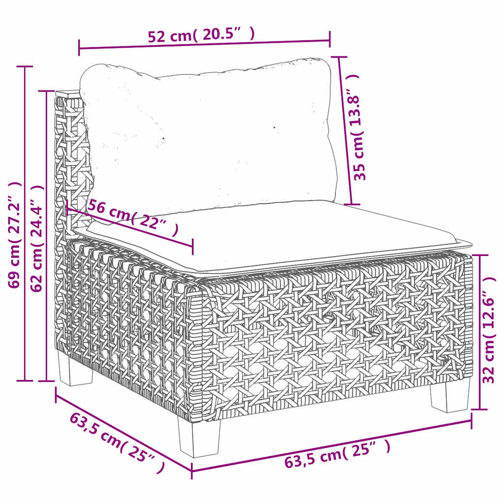 Set canapele de gradina cu perne, 6 piese, bej, poliratan — imaginea 10