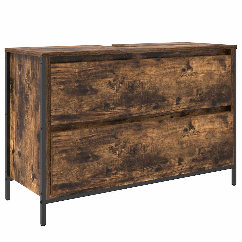 Dulap pentru baie cu sertare stejar afumat 90x34,5x60 cm