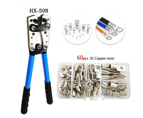 Set cleste sertizare cu 60 papuci electrici, Aluminiu/Cauciuc, Multicolor - 4 | YEO